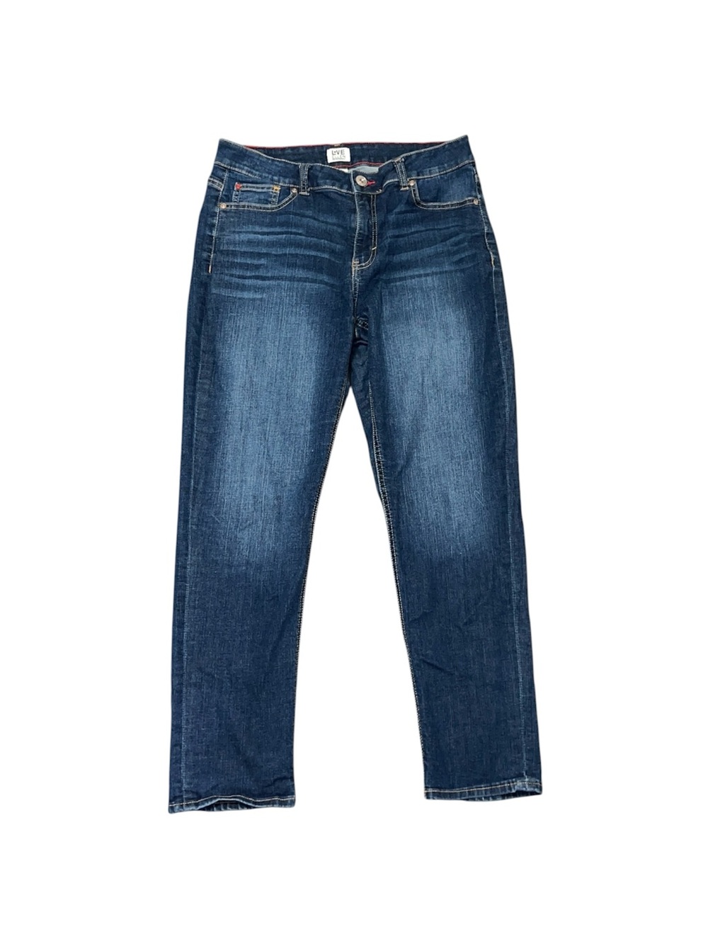 Love Ellen Degeneres Blue Skinny Jeans With Red Hearts Details Women’s Size 10